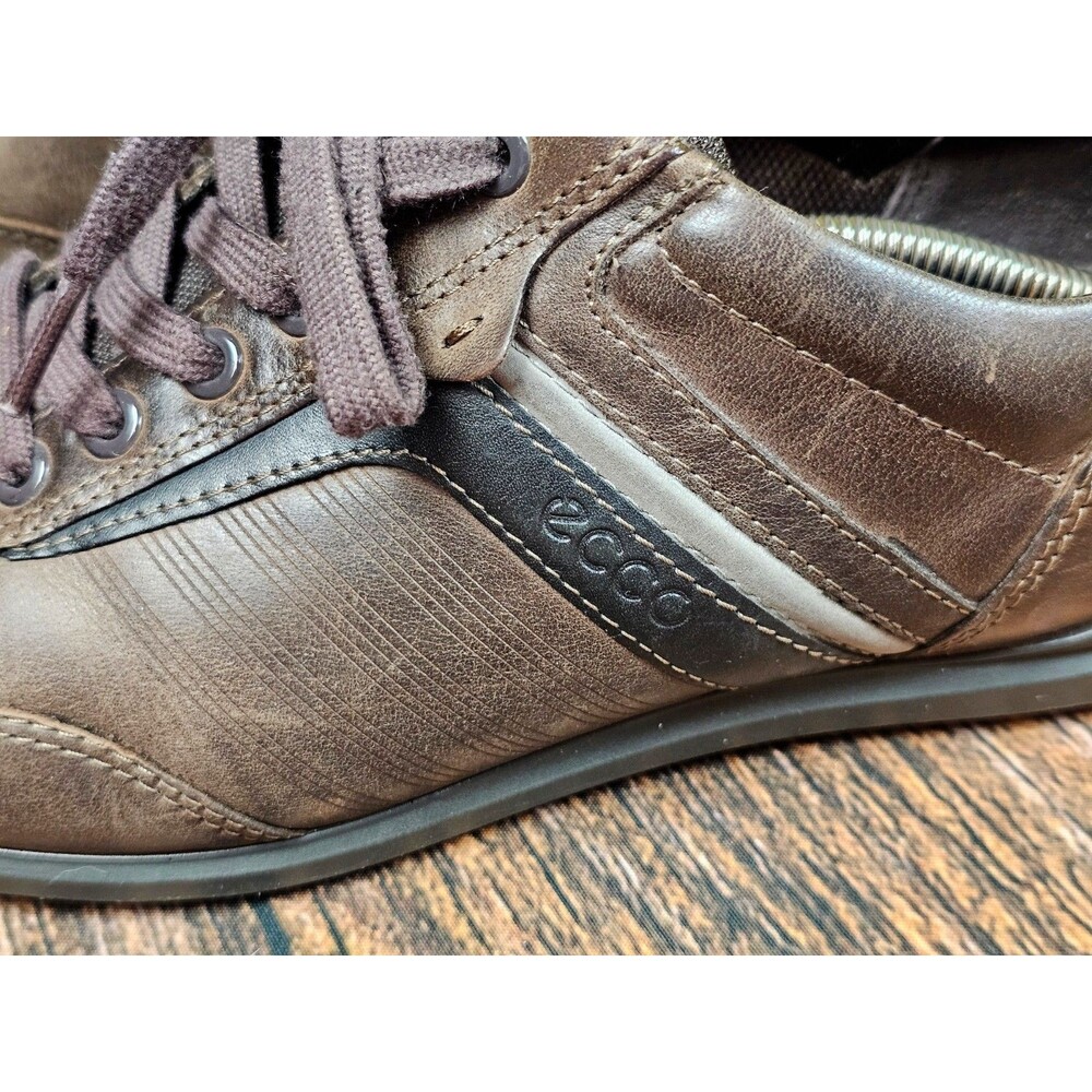 Ecco Fenn Tie Genuine Leather Lace Up Oxford Shoes Brown Black Mens 44/10-10.5 - Picture 4 of 12